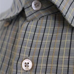 Bugatti UOMO Men’s Large Green Striped Button-down Dress Shirt